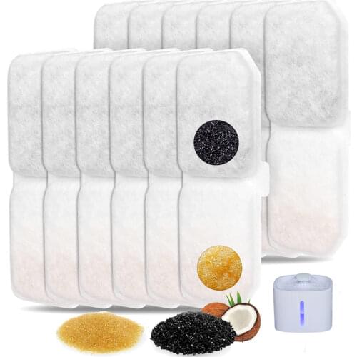 6pcs/12pcs Cat Water Fountain Filters Replacement Filter with Coconut Activated Carbon for Pet Dog Cat Water Dispenser
