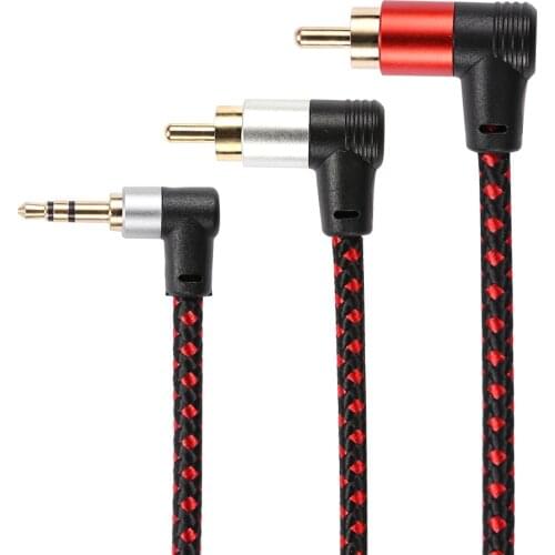 90 Degree 3.5mm Male to 2 RCA Male Cable Right Angle Stereo Audio AUX Y Splitter Cord for DJ Amplifier