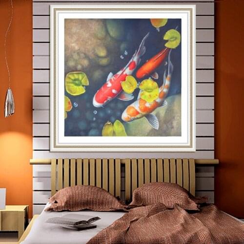 Needlework DIY 5D Diamond Painting Full Fish Diamond Embroidery 3D Diamond Stitch Pattern Rhinestone Mosaic Home Paintings A6222