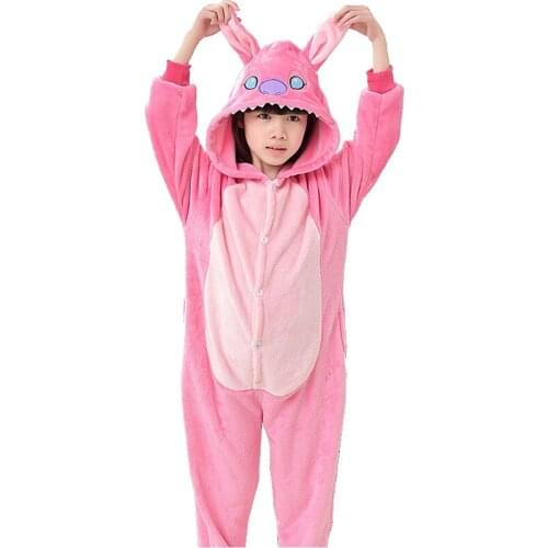 Animal Anime Pink Stich Cosplay Costume Pajamas halloween Unisex Boy Girl Children Pyjama Onesie Kids Pijama