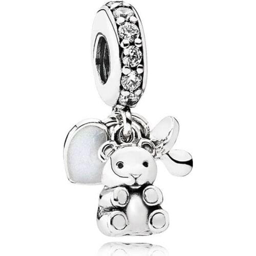 Authentic S925 Sterling Silver Baby Treasures Dangle Charm Bead for Women Bracelet Bangle Lady Pandant Gift with Crystal