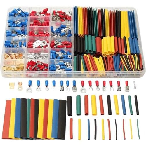 BMBY-678Pcs Electrical Wire Terminals Set, 350 PCS Crimp Terminals Butt Connectors + 328 PCS 2:1 Heat Shrink Tubing Assorted Ins