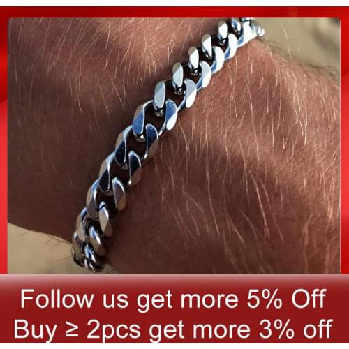 3/5/7MM Width Cuban Link Chain Bracelet Homme Stainless Steel Bracelets For Women Mens On Hand & The Leg Accessories Jewelry