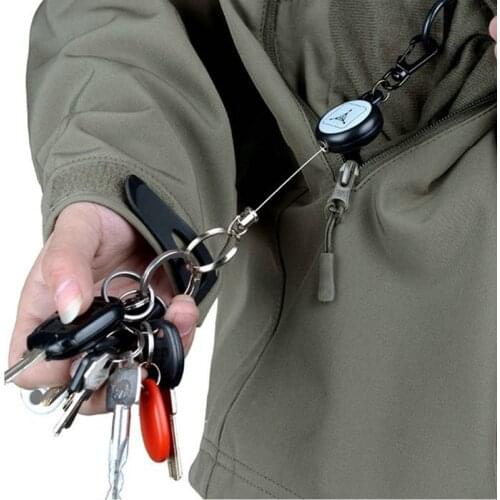 Keychain key chain holder keyring key ring retract pull belt rope cord reel recoil badge lanyard clip multitool multi tool