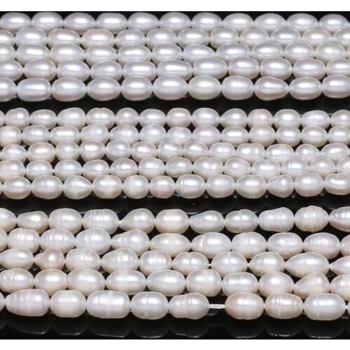 Natural freshwater pearl beads White (Grade A / AA / AAA)ellipse DIY for making necklaces and bracelets 36CM 6-7mm Sold in packs