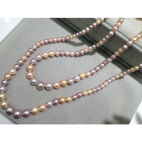 Long Freshwater Pearl Necklace Multicolor 160CM Tower_shaped Top Quality Women Jewelry Free Shipping