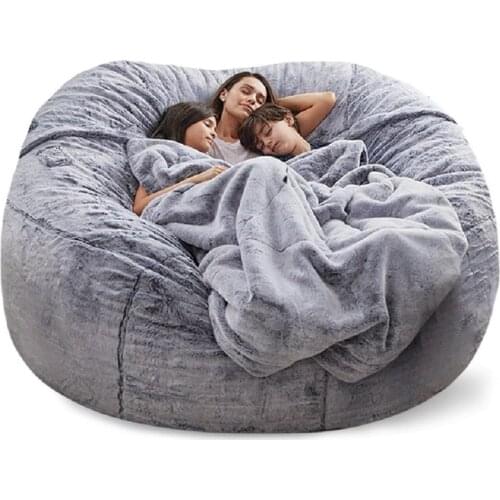 Giant Bean Bag Sofa Cover Comfortable Fluffy Fur Beanbag Bed Sofa Cover Lazy Couch Recliner Cushion Cover Dropshipping