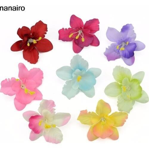 15Pcs 7cm Mini Artificial Silk Orchid Flower Heads For Wedding Decorative DIY Scrapbooking Garland Craft Fake Flowers