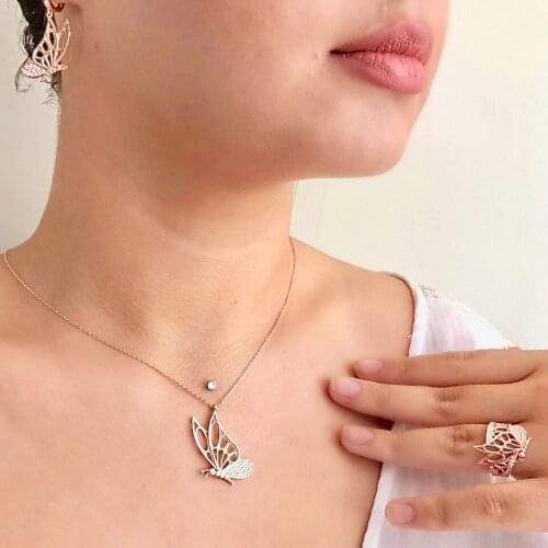 Gothic Butterfly 925 Sterling Silver Necklace Women Girls Gift Jewelry Accessories Fashion Handmade Elegant Chain