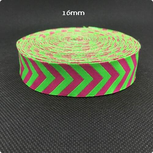 HOT!!! 2015 NEW wholesale 5/8'' 16mm Wide Green pink herringbone stripe Woven Jacquard Ribbon dog chain accessories 10yards/lot