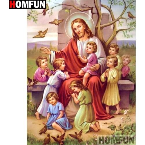 HOMFUN Full Square/Round Drill 5D DIY Diamond Painting "Religious Jesus" 3D Embroidery Cross Stitch 5D Home Decor A15034