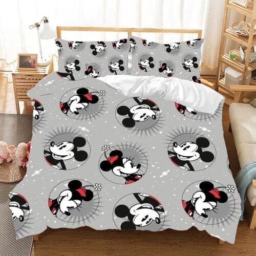 Disney Mickey Minnie Mouse Series Cartoon Bedding Cute Couple Duvet Covers Pillowcase Children Gift Cartoon Bedroom Decor