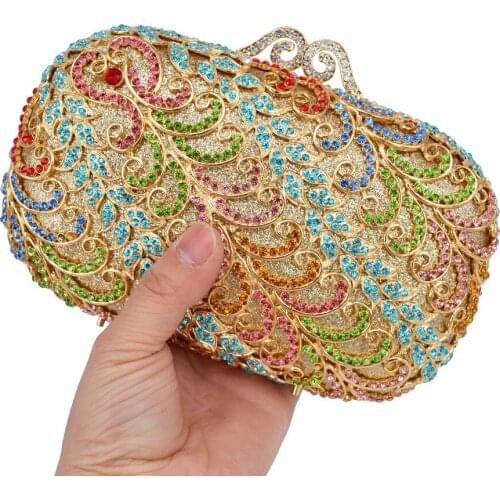 Colorful Luxury Crystal rhinestone Clutch Evening Bag for Wedding Purse Ladies banquet Chain Bag Wristlets SC655