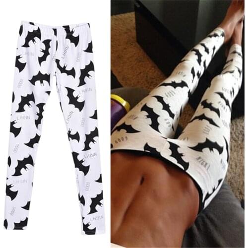 Fashion Women Slim Pants pantalon femme Autumn Winter Bat Pattern Printing Low Waist Skinny Casual Leggings
