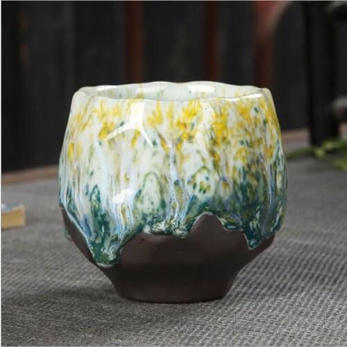 LUWU Ceramic Tea Cup Handmade Colorful Porcelain Tea Cup for Gifts
