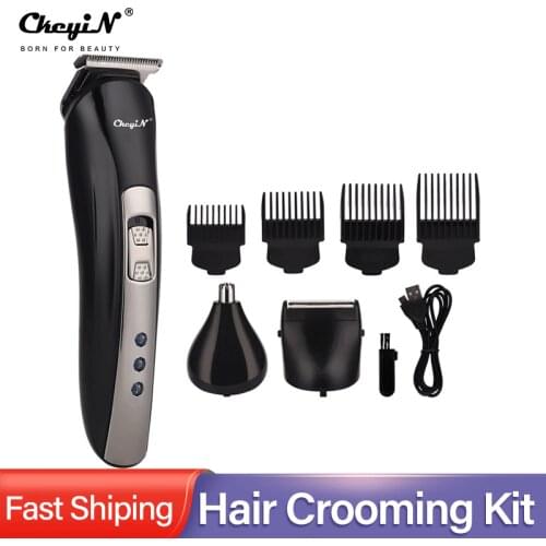 3 in 1 Electric Haircut Grooming Kit Rechargeable Hair Clipper Nose Beard Hair Trimmer Men Cordless Shaver Razor Cutting Machine