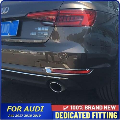 For Audi A4L 2017 2018 2019 Rear Foglight Cover Trim ABS Chrome Car Back Bottom Fog Lamp Frame Cover Auto Parts