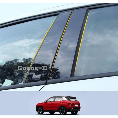 For Hyundai IX25 2020-2021 2022 Car PC Material Pillar Post Cover Door Trim Window Piano Black Molding Sticker Plate Parts