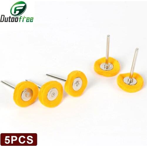 5PCS/lot Drill Attachment Yellow Buff Wheel Felt Wheel Polishing Disc For Dremel 4000 3000 Dremel Accessories Power Tool