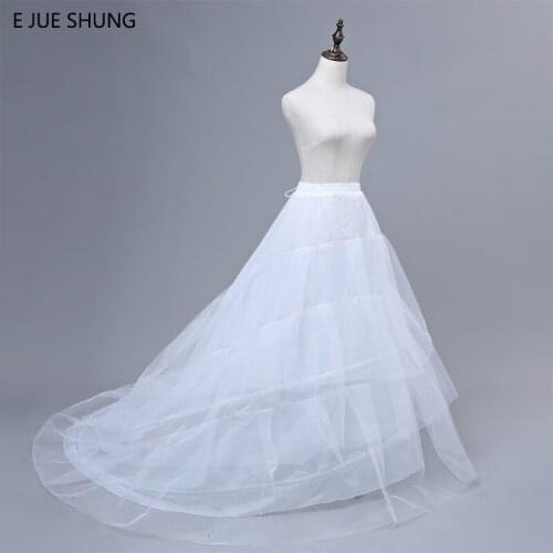 E JUE SHUNG Free Shipping 3 Layers Yarn Train Petticoat Ball Gown Crinoline Slip Underskirt For Wedding Dresses High Quality