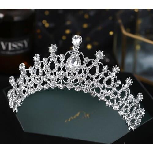 New Silver Color Crystal Diadems For Women Wedding Tiaras Crowns Rhinestone Hair Ornaments Headpiece Bridal Fashion Jewelry