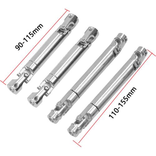 2pcs Steel Cardan Shaft Metal Universal Drive Shaft With CVD 90-115mm 110-150mm For 1/10 Models RC Car SCX10 D90 AXIAL Crawler