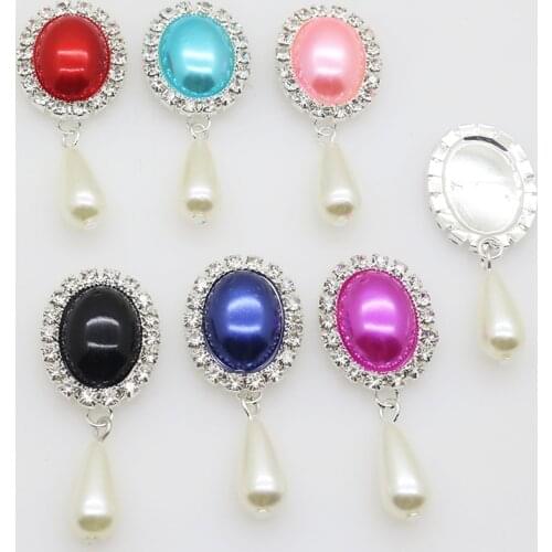New trend 10Pcs/lot 19*46mm oval Pendant Diy Jewelry Findings Rhinestone Multicolor pearl Accessories Caps Decoration For Making