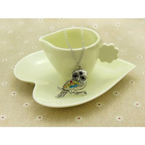 Cute Girls Crystal Owl Pendant Necklace For Women Vintage Owl Choker Chain Necklaces Female Jewelry Wedding Party Gifts Bijoux