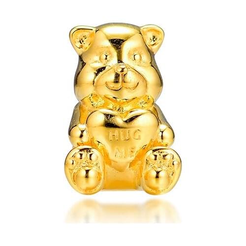 Shine Theodore Bear Charm Fits For Woman DIY Jewelry Bracelets & Bangle Charms 925 Original Silver Beads