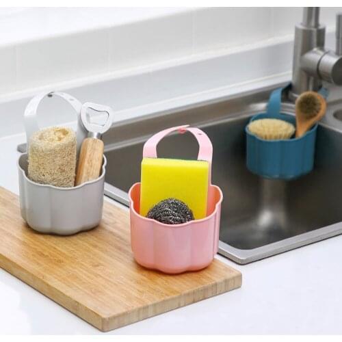 Sink Shelf Soap Sponge Drain Rack Silicone Storage Basket Bag Faucet Holder Adjustable Bathroom Holder Sink Kitchen Accessories