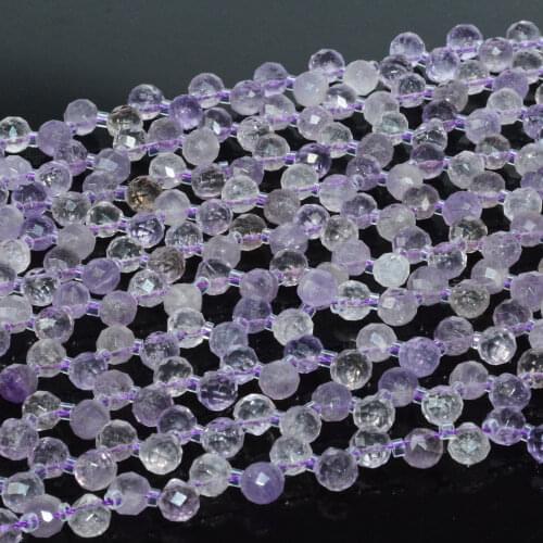 Natural Light Amethyst Faceted Water Drop Beads 8x8mm - 50 Beads / Strand