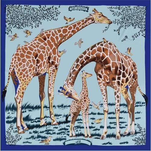 KOI LEAPING feman130 Silk Scarf Soft big Squares shawl high quality Decorative HeadScarf giraffe Print Shawl Wrap gift