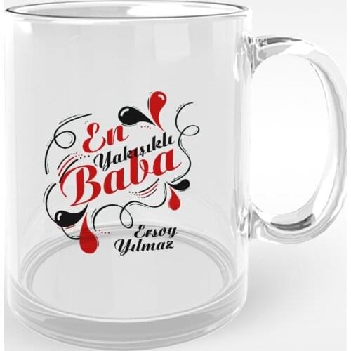 Personalized Top Handsome Dad Design Glass Mug Cup-1