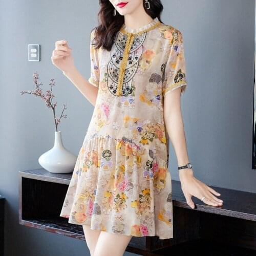 Vetement Femme 2021 Print Chiffon Beach Mini Dress Summer Vintage Plus Size Boho Elegant Women Bodycon Party Vestidos Y996