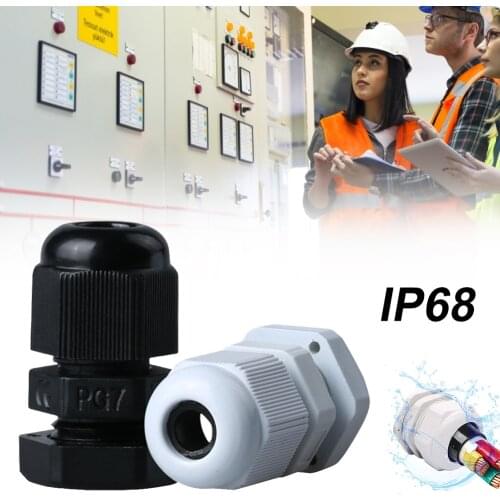 10pcs Waterproof Cable Gland Home Cable Entry IP68 PG7 For 3-6.5mm Joints Nylon Plastic Connector White Black Cable Glands