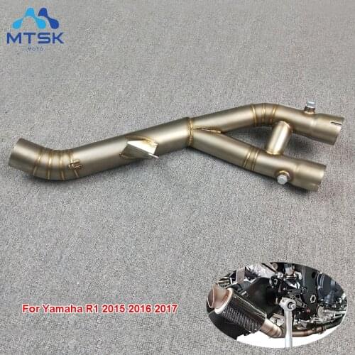 YZF R1 Motorcycle Middle Link Exhaust Muffler Pipe For Yamaha 2015 2016 2017 YZF-R1 Stainless Steel Mid Pipe