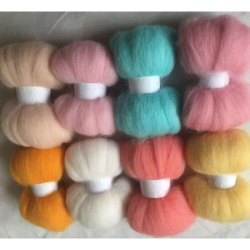 WFPFBEC 70s wolvilt 8colors/set feltro mixed clolrs feutrin naaldvilten merino wool fibre roving for needle feling kit diy crafa