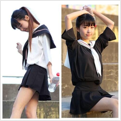 Japanese Female Students Work Wear Sailor School Uniform Short Sleeves British Naval Style Graduation Performance Suit D-0194
