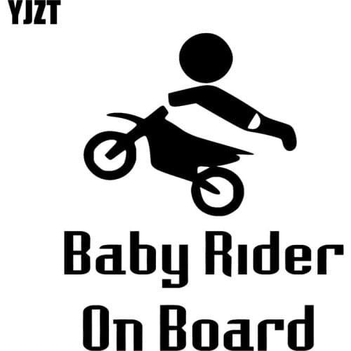 YJZT 15.3CM*17.8CM Baby Rider On Board Funny Cool Vinyl Car Stiker Decal Black/Silver C10-00129