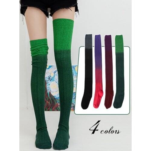 Lady Fashion Tie-dye Over Knee Socks Sexy Thigh High Socks Women Winter Warm Knitted Cotton Long Socks Lolita Stockings