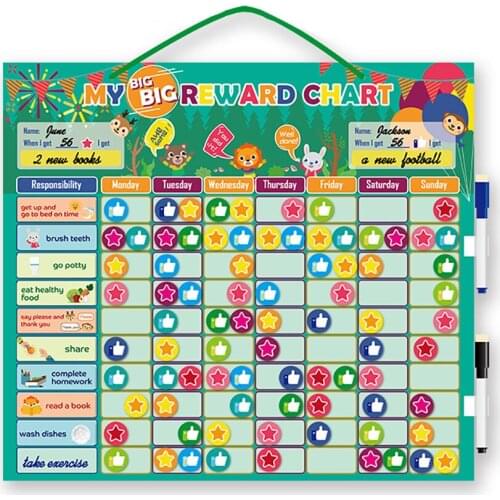 1 Set Kids Magnetic Reward Chart Flexible Customizable Daily Routine Calendar Toy Behavior Rewarding Board Gift