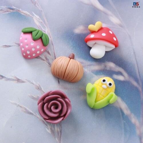 10pcs Resin cartoon fruit flower Cabochons Fit Phone Deco Parts Embellishments for Scrapbooking DIY Hair Bows Earing Making