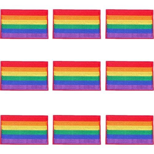 Pulaqi 10PCS LGBT Patch GAY Stripe Wholesale Patches Iron On Patches For Clothing Rainbow Wholesale Dropship Custom Patch