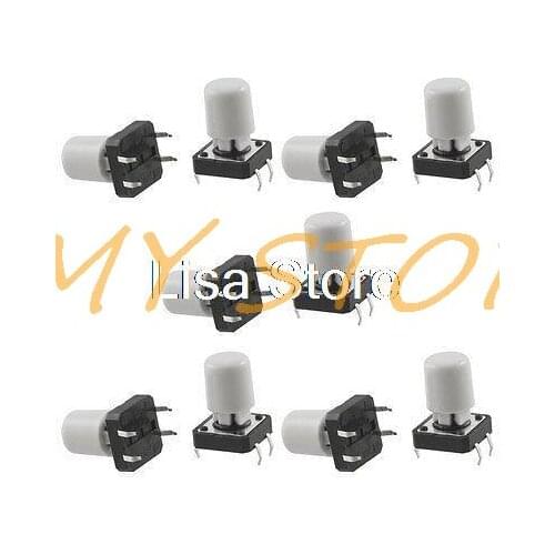 10pcs Gray Tact Tactile Push Button Switch 12 x 12 x 20mm 4 Pin DIP Through Hole