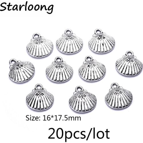 20pcs/lot new arrival zinc alloy antique silver plated sea shell charm pendants for Bracelet Necklace DIY Jewelry Making