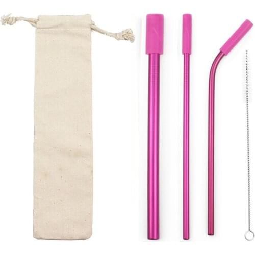 304 Stainless Steel Straw Reusable Drinking Metal Bent Straw With Cleaner Brush For Mug 20/30 Eco friendly Drink Bar Accessories