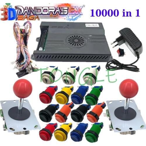 3D Pandora Saga EX Box 10000 in 1 Wifi DIY Kit 2 Playes Arcade Game Cabinet 8 Way Joystick Switch Type Push Button With Tutorial