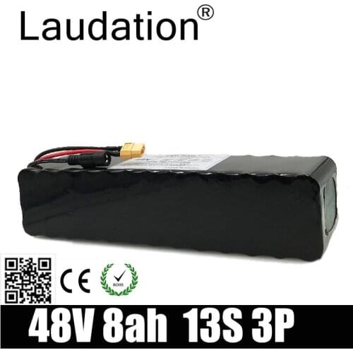 Laudation 48v Ebike Battery 48V 8ah Battery Pack 18650 13S 3P With 15A BMS For Electric Bicycles With Motors Less Than 500W