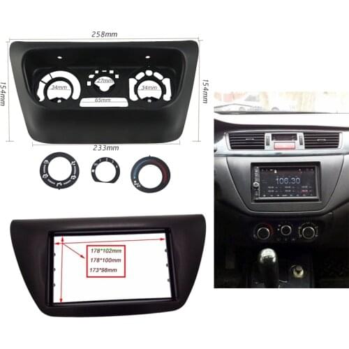 2Din Car fascia frame AC Control Accessories Panel + Car Radio Fascia fit for Mitsubishi Lancer IX 2006 Plate Frame Mount Kit