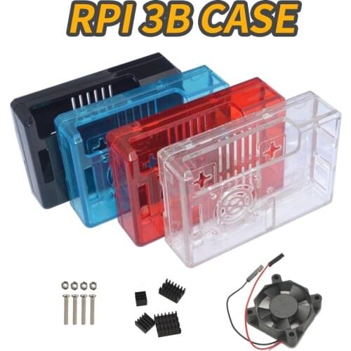 Raspberry Pi 2B 3B Case ABS Enclosure 4 Colors With 3010 Fan and Heat Sinks High Quality Shell
